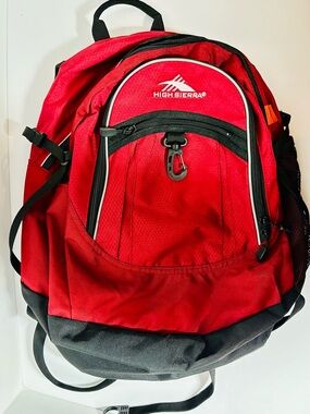 High Sierra Red and Black Multi Compartment Backpack with Padded Straps